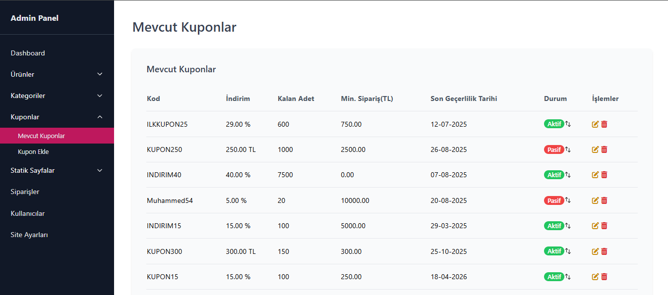 E-Ticaret Sitesi