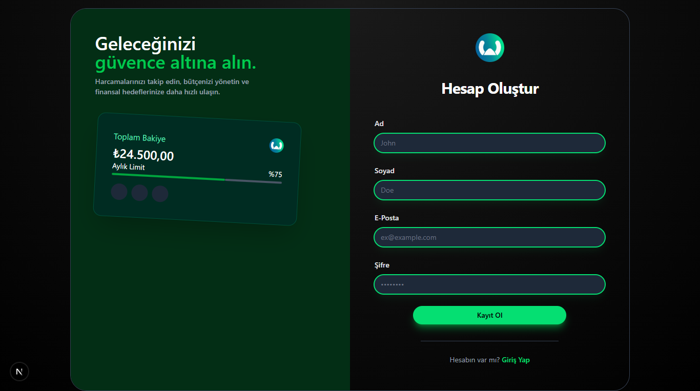 Kişisel Finans Yönetim Sistemi (Next.js | NestJS)
