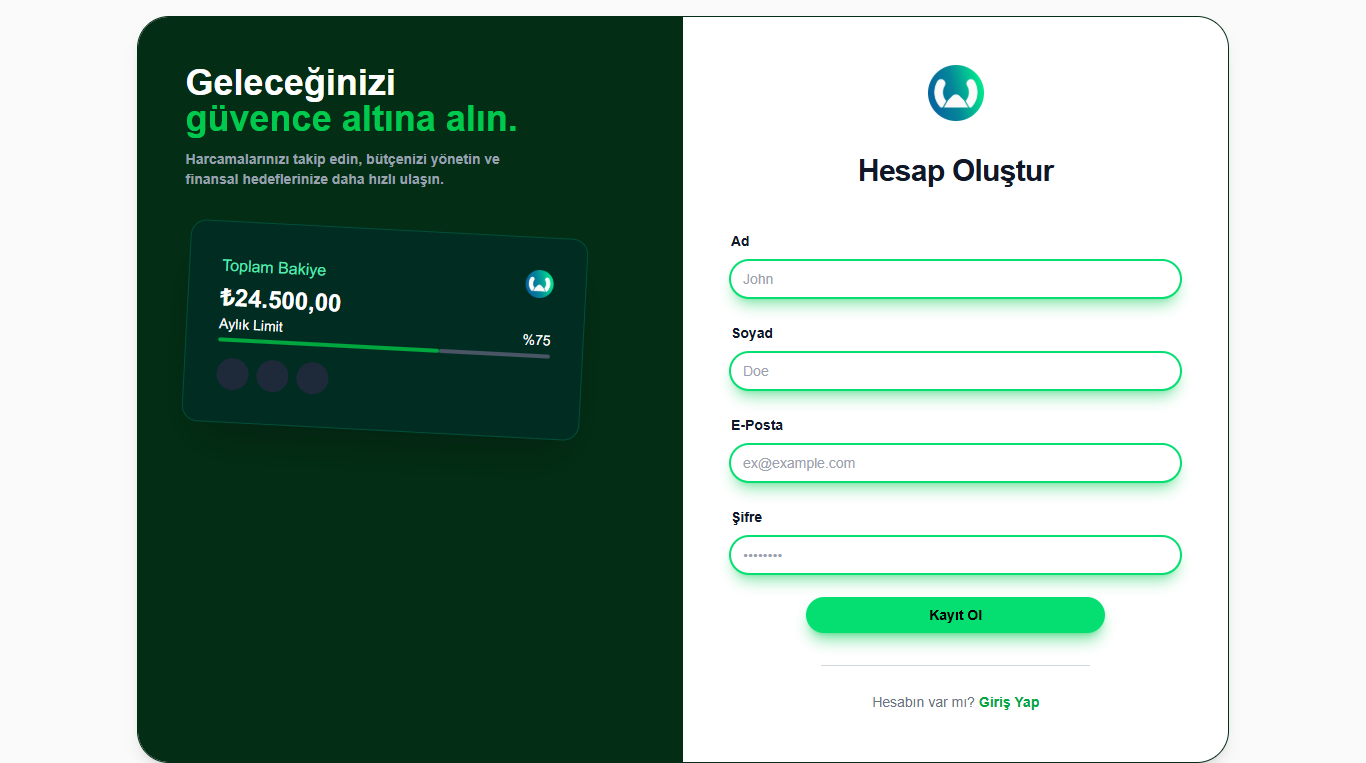 Kişisel Finans Yönetim Sistemi (Next.js | NestJS)