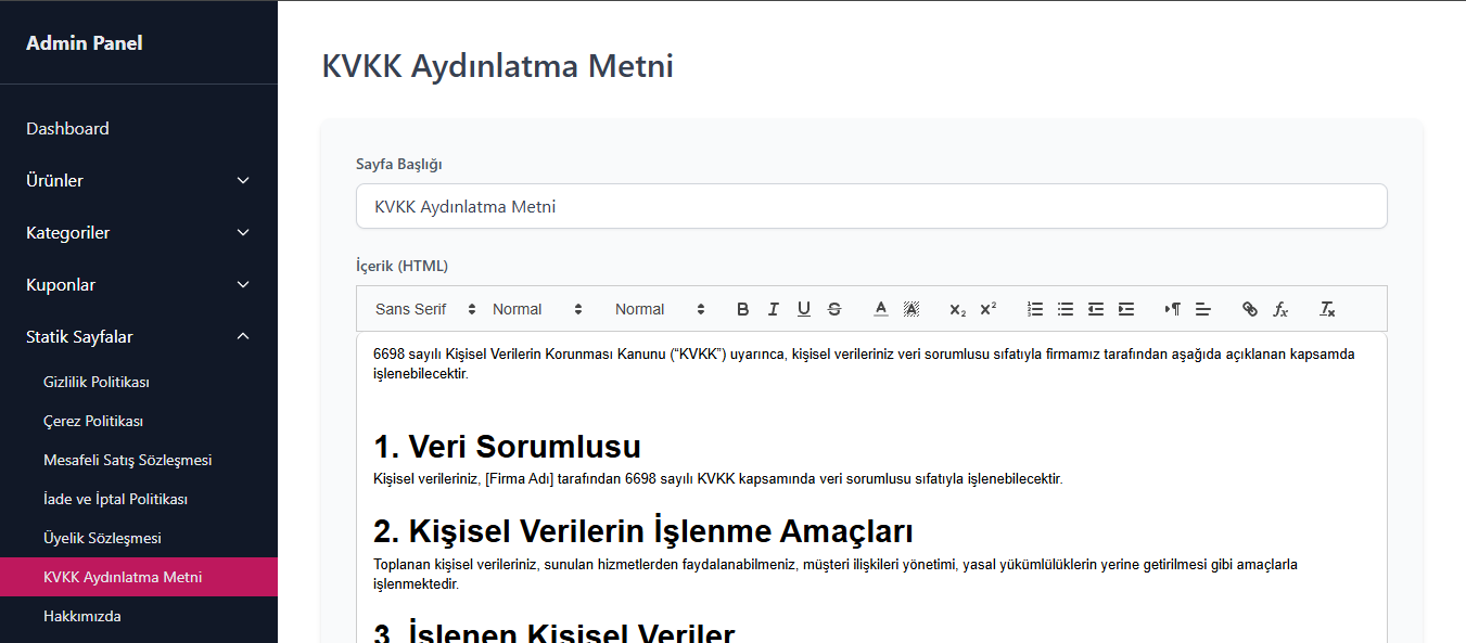 E-Ticaret Sitesi